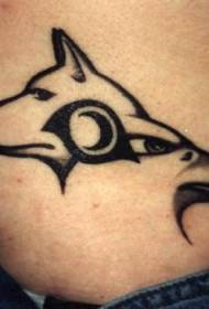 Wolf and eagle tribal logo tattoo pattern