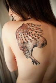 Back painted owl hunting tattoo pattern