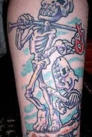 Dog skeleton with skull tattoo pattern