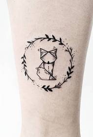 Pequeno patrón de tatuaje de liña de planta de gato xeométrico fresco