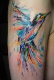 Patrón de tatuaxe de ave de acuarela de brazo grande