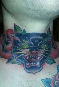 Halsroas en duvel Big Cat Tattoo Patroon