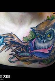 Chest owl tattoo mokhoa