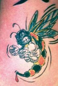 Angry cartoon bee tattoo pattern