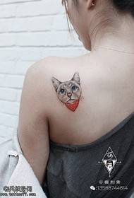 Shoulder kitten head tattoo pattern