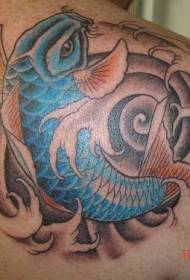 Wzór tatuażu wiruje niebieski kałamarnica i woda