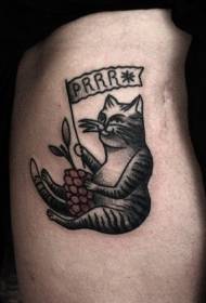 卡通猫和字母水果纹身图案