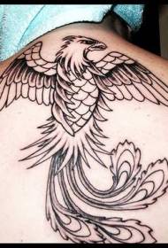 ຮູບແບບ tattoo phoenix ກັບເສັ້ນສີ ດຳ