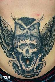 Belly owl tattoo pattern