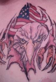 美國國旗鷹爪和鷹頭紋身圖案