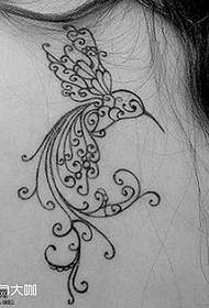 Back flower bird totem tattoo pattern