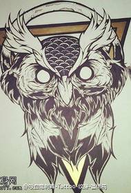 Beautiful owl manuscript tattoo pattern