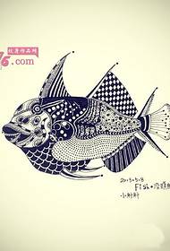 Kreativna slika rukopisa tetovaže ribe vanilije