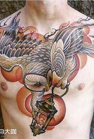 Chest owl tattoo pattern