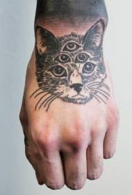 Fekete macska öt szem tetoválás mintát