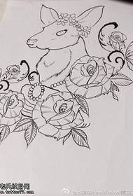 Rose deer tattoo manuscript pattern
