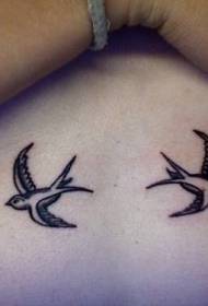 Two flying swallows simple tattoo pattern