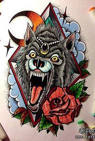 Wolf head rose tattoo tattoo