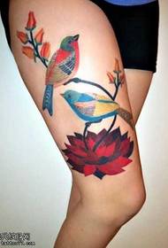 Legs beautiful bird lotus tattoo pattern