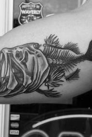 Patrón de tatuaxe personalizado de esqueleto de peixe