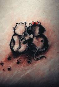 Super cute kitten tattoo pattern