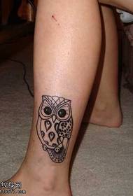 Ankle owl tattoo pattern