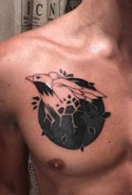 Knabo ŝultro nigra geometria simpla linio malgranda besta birdo tatuaje