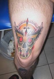 I-Thigh devil owl skull tattoo iphethini