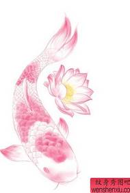 Ink fish lotus tattoo pattern