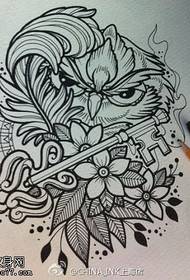 Owl key tattoo manuscript pattern