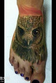 Foot owl tattoo pattern