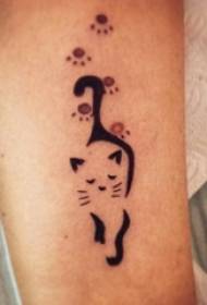 Boy's arm on black sketch creative literary cute cat tattoo picture