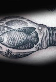 Spectacular prickly style black fish bulb tattoo pattern
