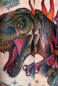Nauja mokyklos koja nudažytas tatuiruotės dinozaurais modelis
