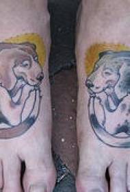 ორი instep ძაღლი tattoo ნიმუში