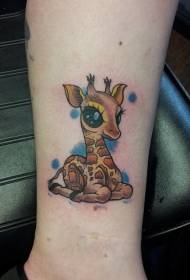 Colorful and cute little giraffe tattoo pattern
