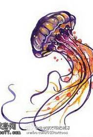 Painted jellyfish manuscript tattoo pattern