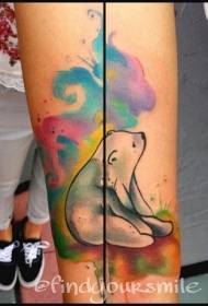 Cute watercolor polar bear arm tattoo pattern