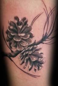 Tatuaje patrón botánico patrón de tatuaje de cono de pino con una vitalidad diferente