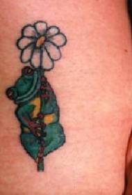 Bláthanna gleoite agus patrún tattoo frog