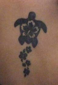 Black turtle and flower tattoo pattern