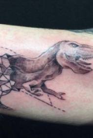 Fiú karja a fekete szürke pont tövis geometriai vonal dinoszaurusz tetoválás képet