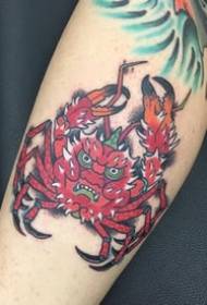 Patrón de tatuaje de cangrejo-9 Patrón de tatuaje de cangrejo de samurai creativo pintado