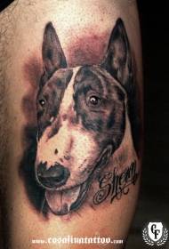 Exquisite realistic style dog avatar letter tattoo pattern