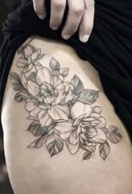 Set van geveegde naald bloem plant tattoo bloem foto's