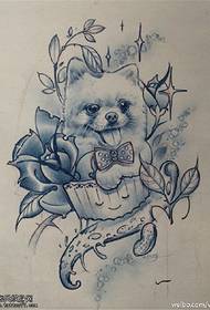 Koera roosi tätoveeringu käsikirjaline pilt