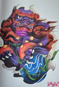 Colored lion tattoo manuscript picture