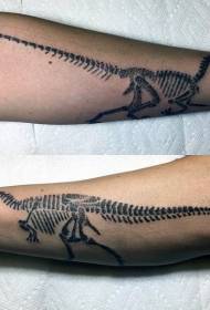 Classic prickly style black dinosaur skeleton tattoo pattern