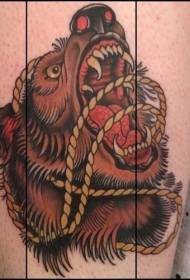 Colored rope with angry bear tattoo pattern