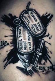 Militar na aso \\ u200b \\ u200blabel mga titik at bullet makatotohanang itim at puting pattern ng tattoo